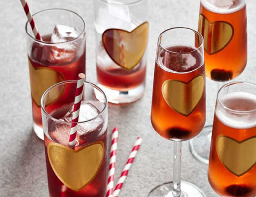 Willams Sonoma Valentines Day Gold Heart Champagne Flutes